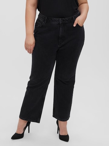 Vero Moda Curve Zvonové kalhoty Džíny 'KITHY' – černá: přední strana