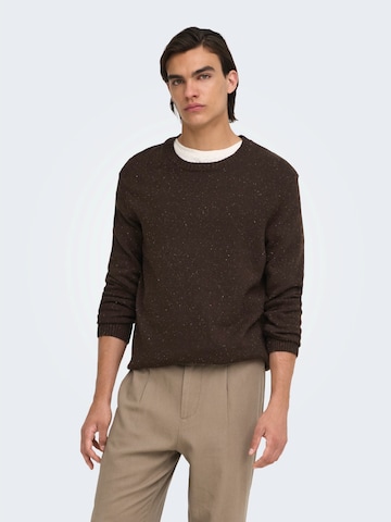 Only & Sons Sweater 'ONSMICHAEL' in Brown: front