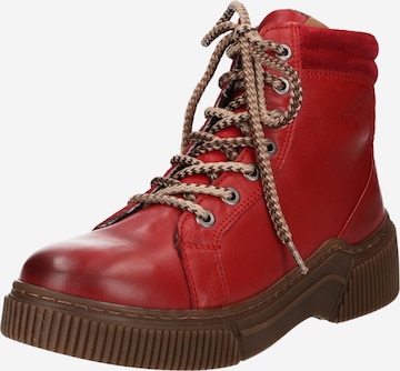 Libelle Lace-Up Ankle Boots in Red: front