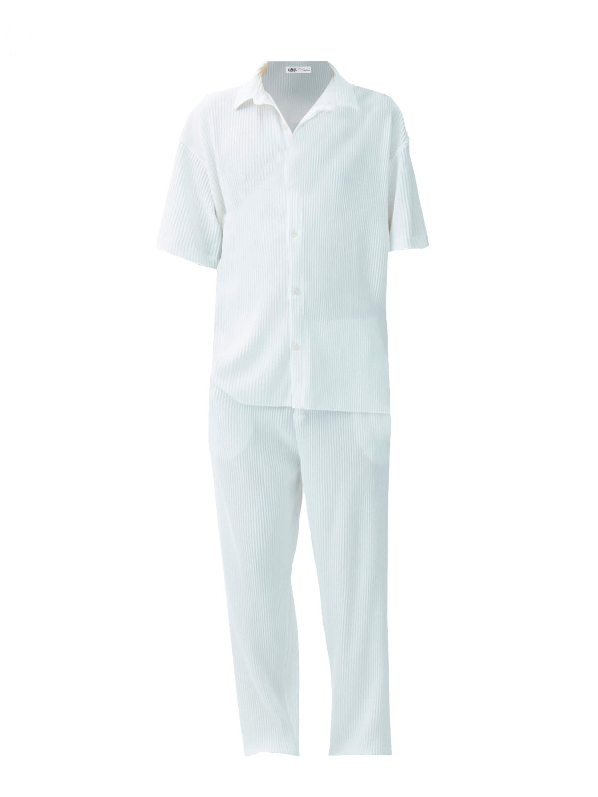 VAMOS CLO Loosefit Housut 'Charente' värissä valkoinen: etupuoli