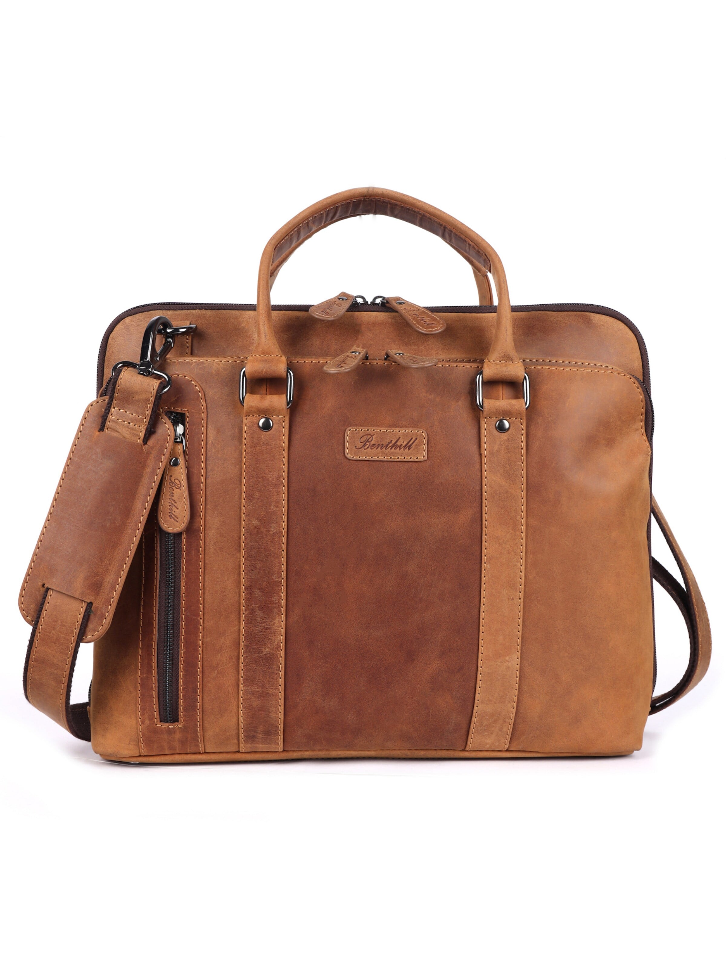 Benthill Laptop Bag in Brown: front