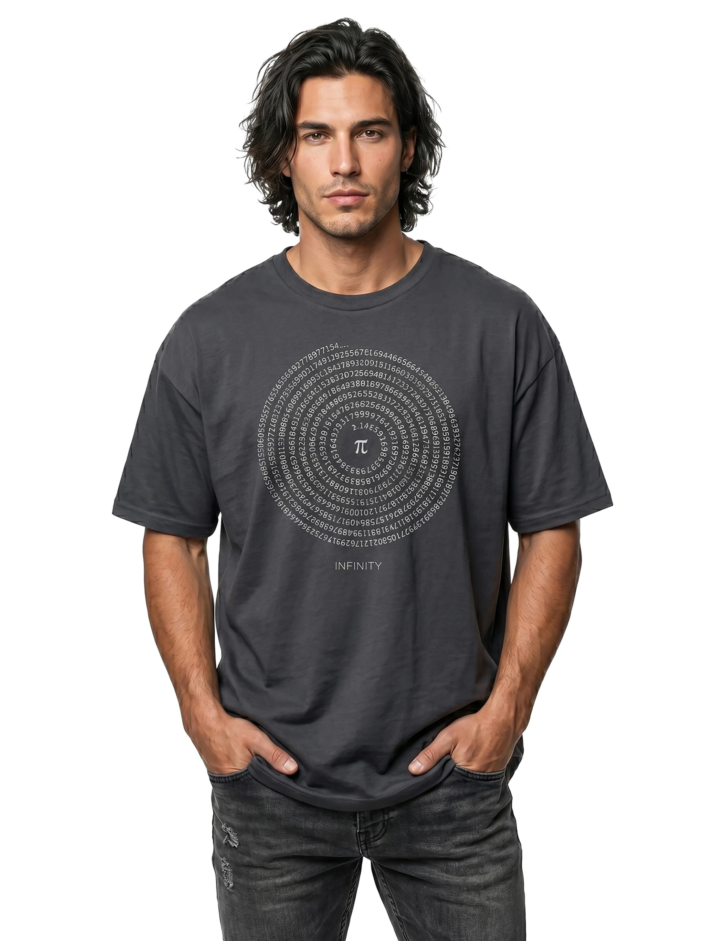 MAKAYA Shirt 'Pi Infinety' in Grey