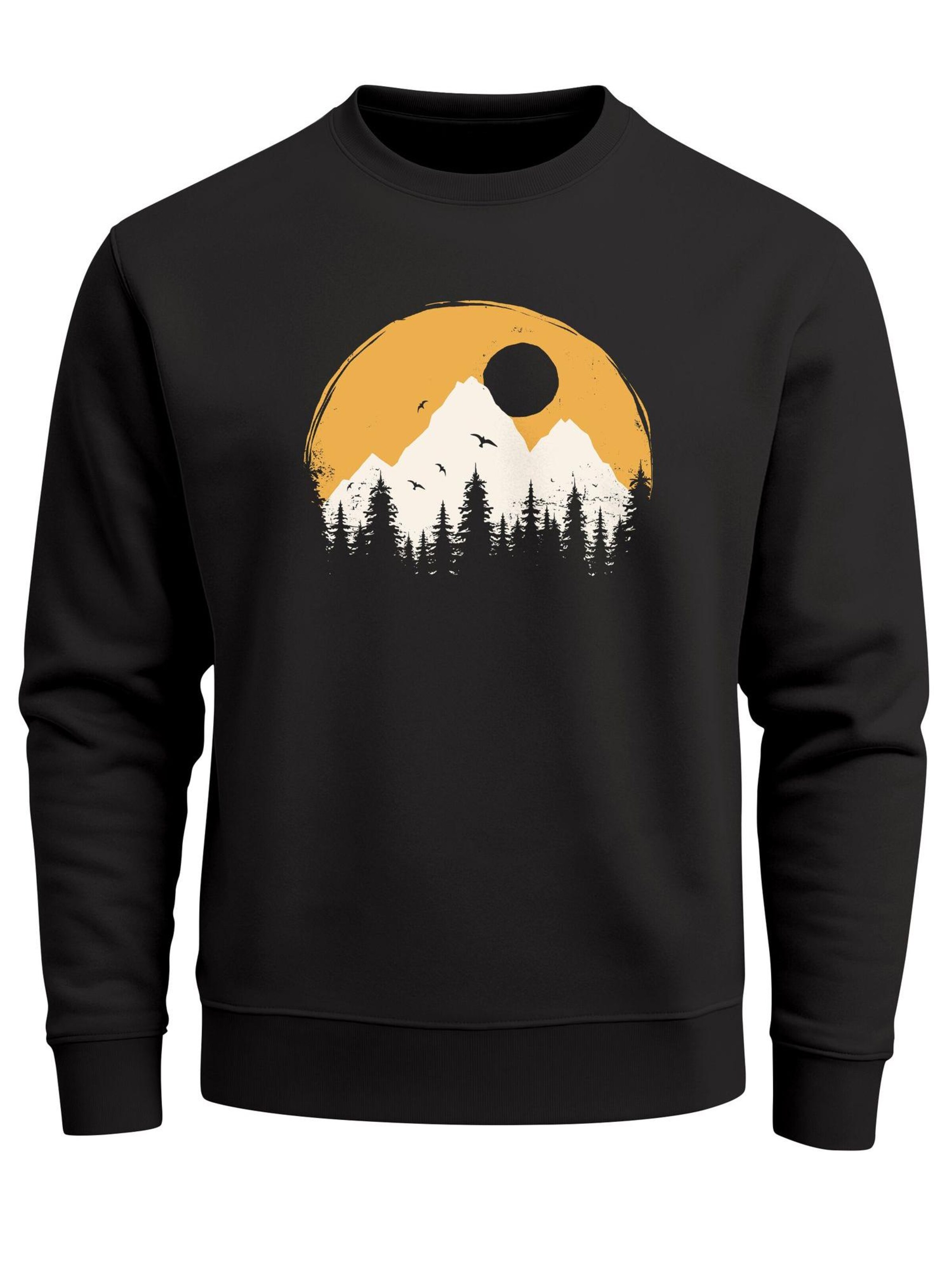 Neverless Sweatshirt 'Berge Sonne'‌‌‌‌‌‌‌‌‌‌ in Schwarz: Vorderseite