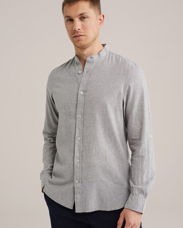 WE Fashion Slim fit Button Up Shirt in Grey: front