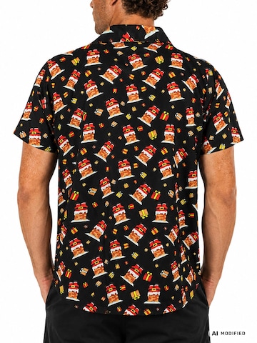 Regular fit Camicia 'Christmas Stuck Santa' di King Kameha in nero