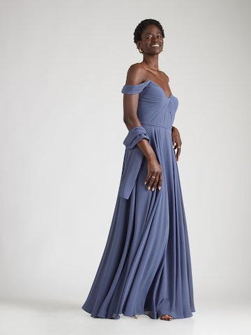 Robe de soirée mascara en bleu : devant