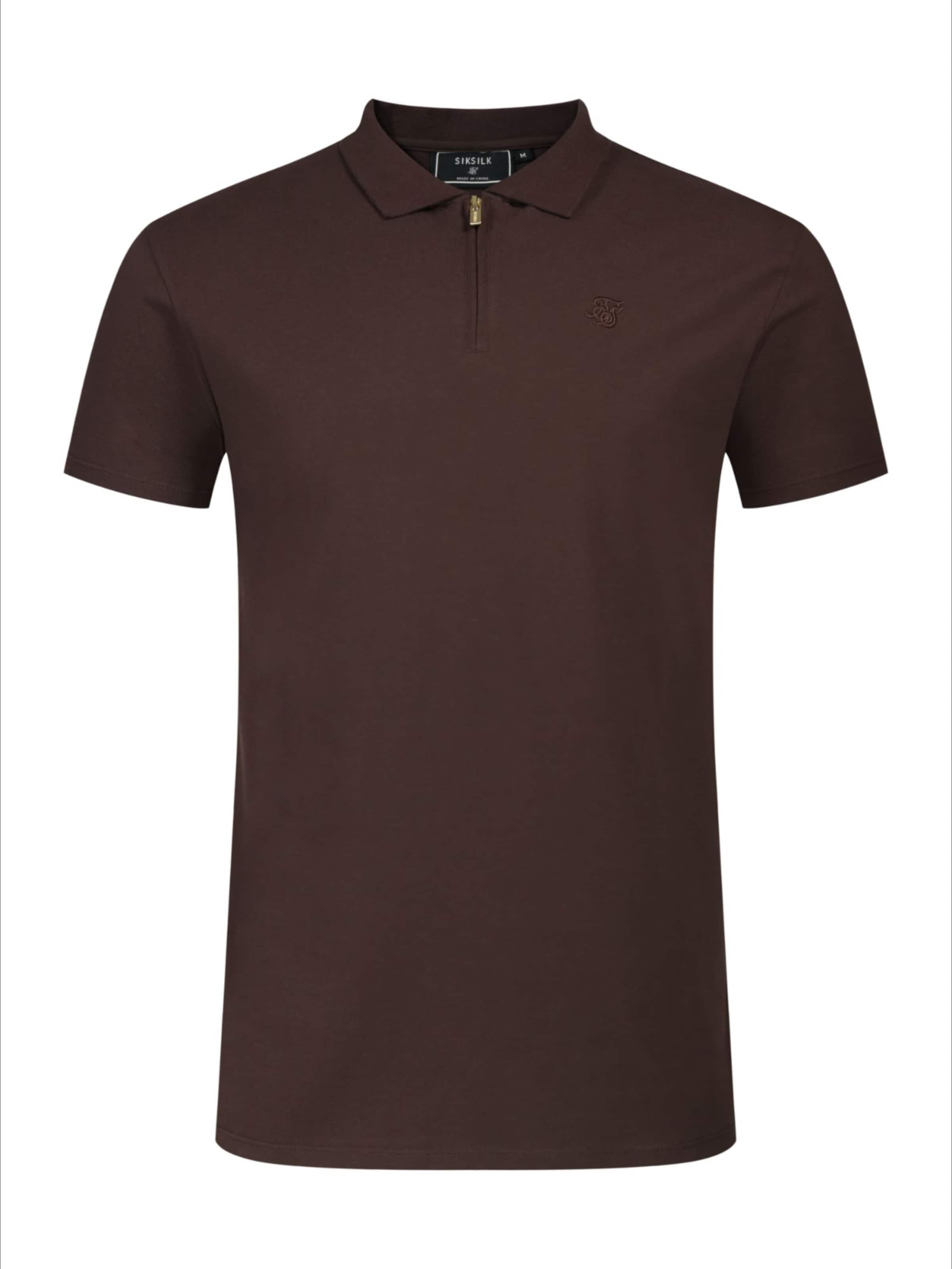 T-Shirt SikSilk en marron : devant
