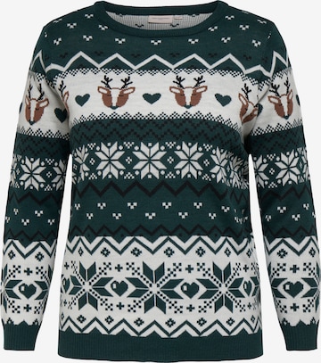 ONLY Carmakoma Pullover 'Xmas' i grøn: forside