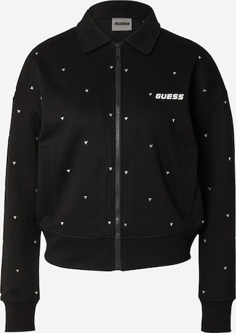 GUESS Athletic Zip-Up Hoodie 'SKYLAR' in Black: front