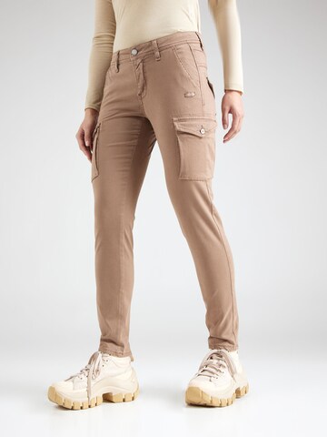 Coupe slim Jeans cargo 'Amelie' Gang en marron : devant