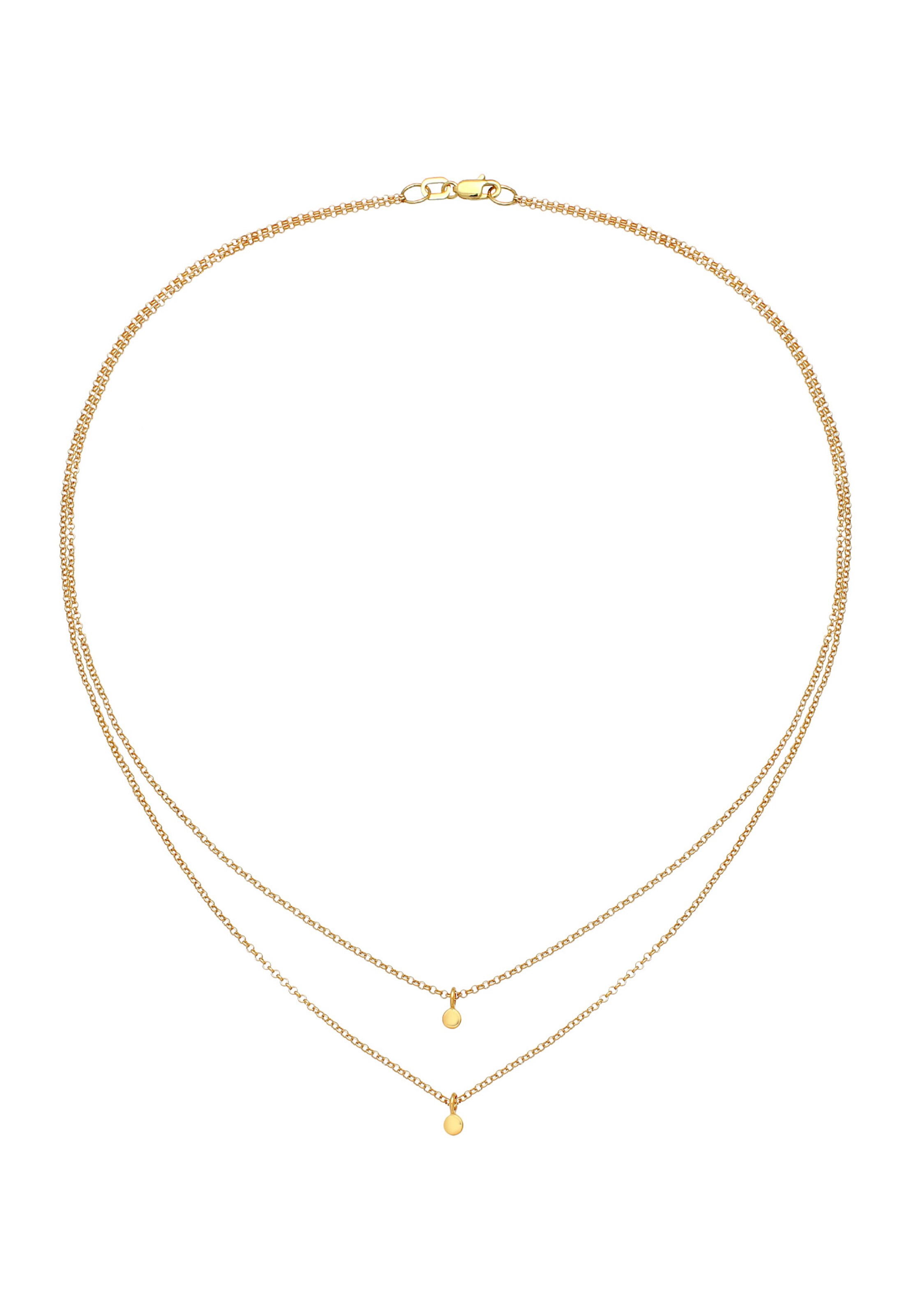 ELLI PREMIUM Halskette Geo, Kreis, Layer in Gold