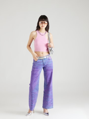 Wide leg Jeans de la Monki pe mov