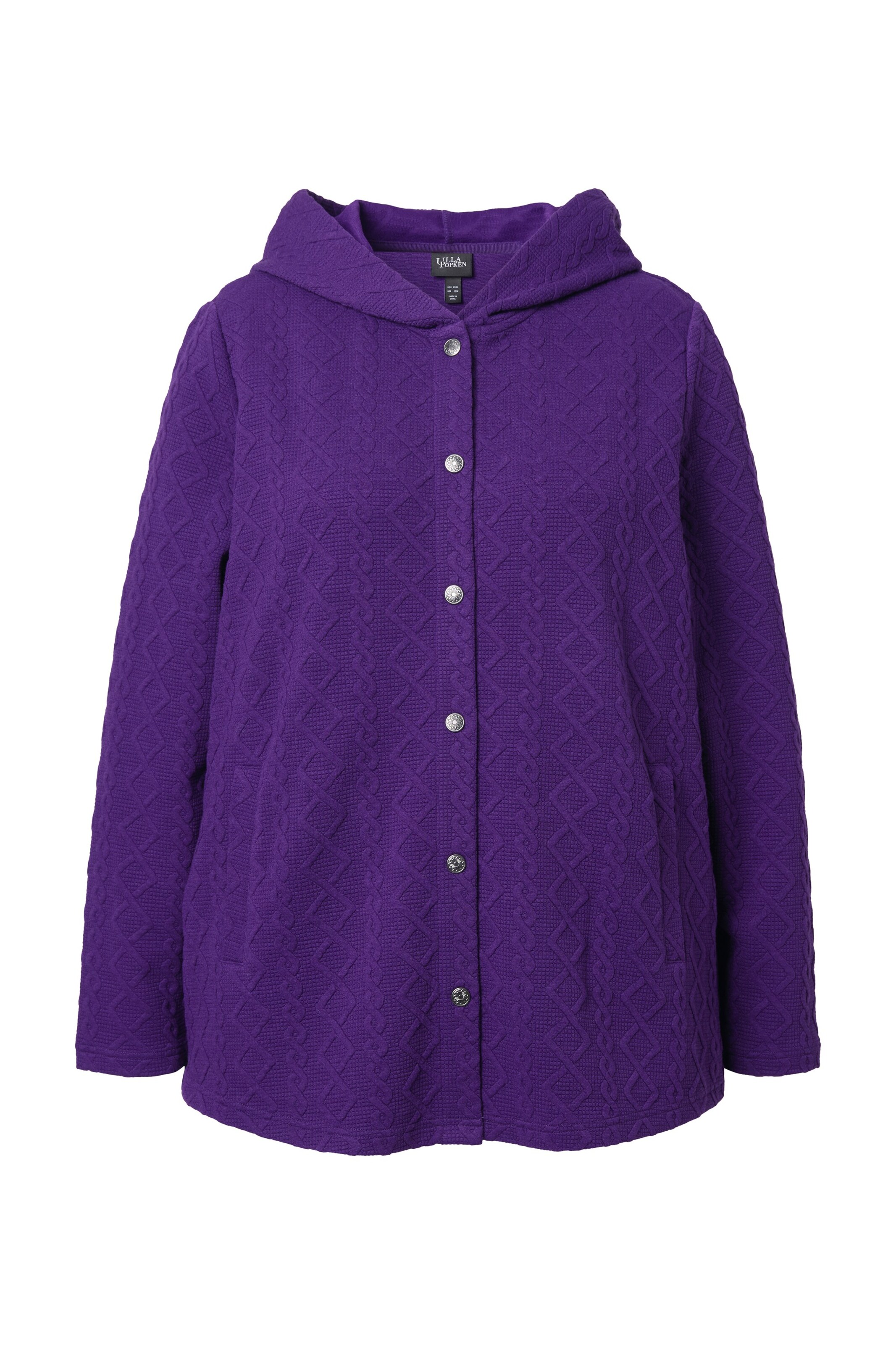 Ulla Popken Zip-Up Hoodie in Purple: front