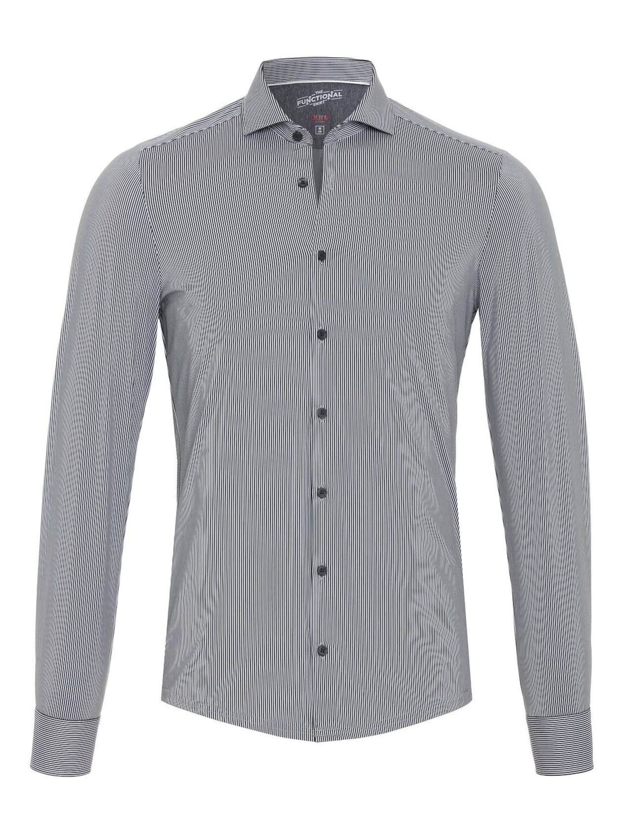 PURE Slim fit Overhemd in Zwart: voorkant