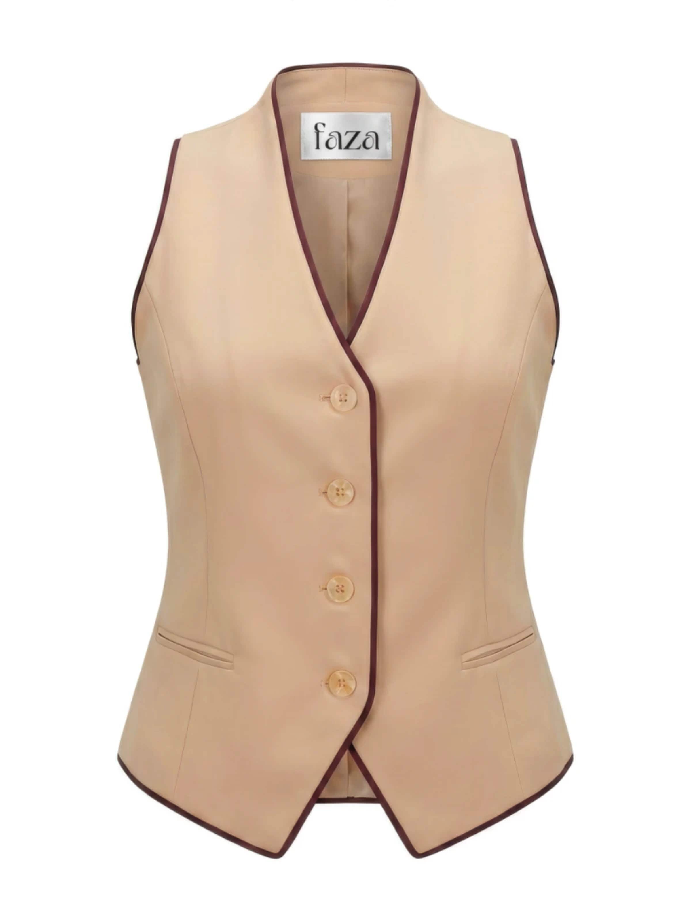 Faza Atelier Suit Vest 'Desert Rose' in Beige: front