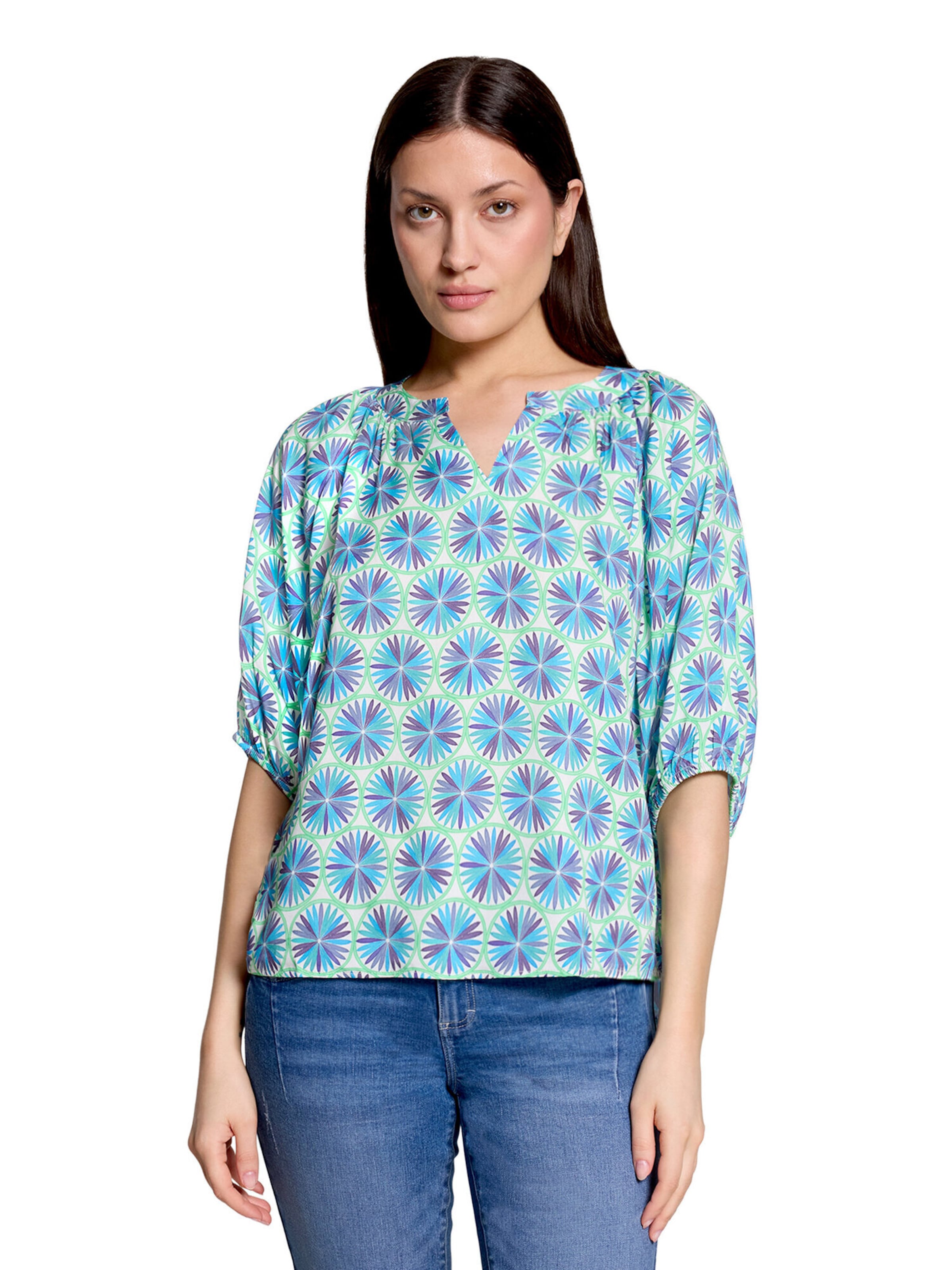 Cartoon Blouse in Groen: voorkant
