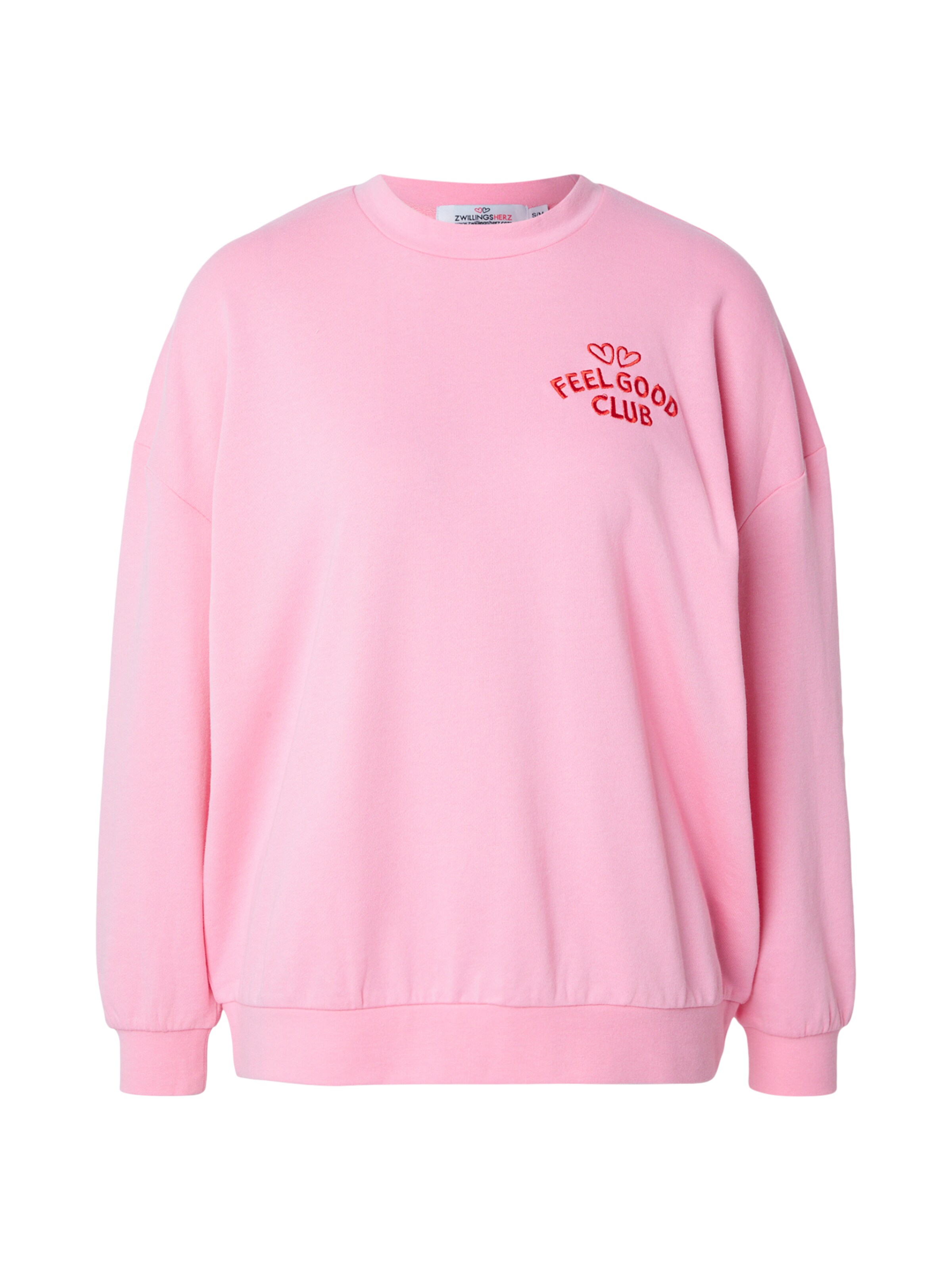 Zwillingsherz - Sweatshirt 'Feel Good Club' em rosa: frente