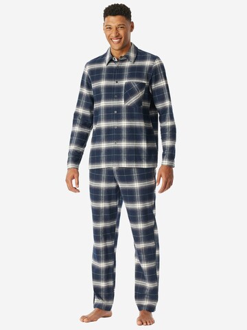 SCHIESSER - Pijama largo 'Selected Premium Warming' en azul: frente