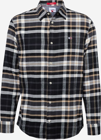 Tommy Jeans Regular fit Button Up Shirt in Black: front