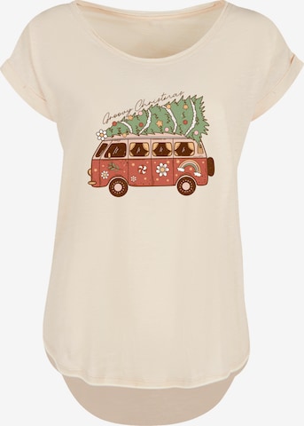 F4NT4STIC Shirt 'Groovy Christmas Camper Van' in Beige: front