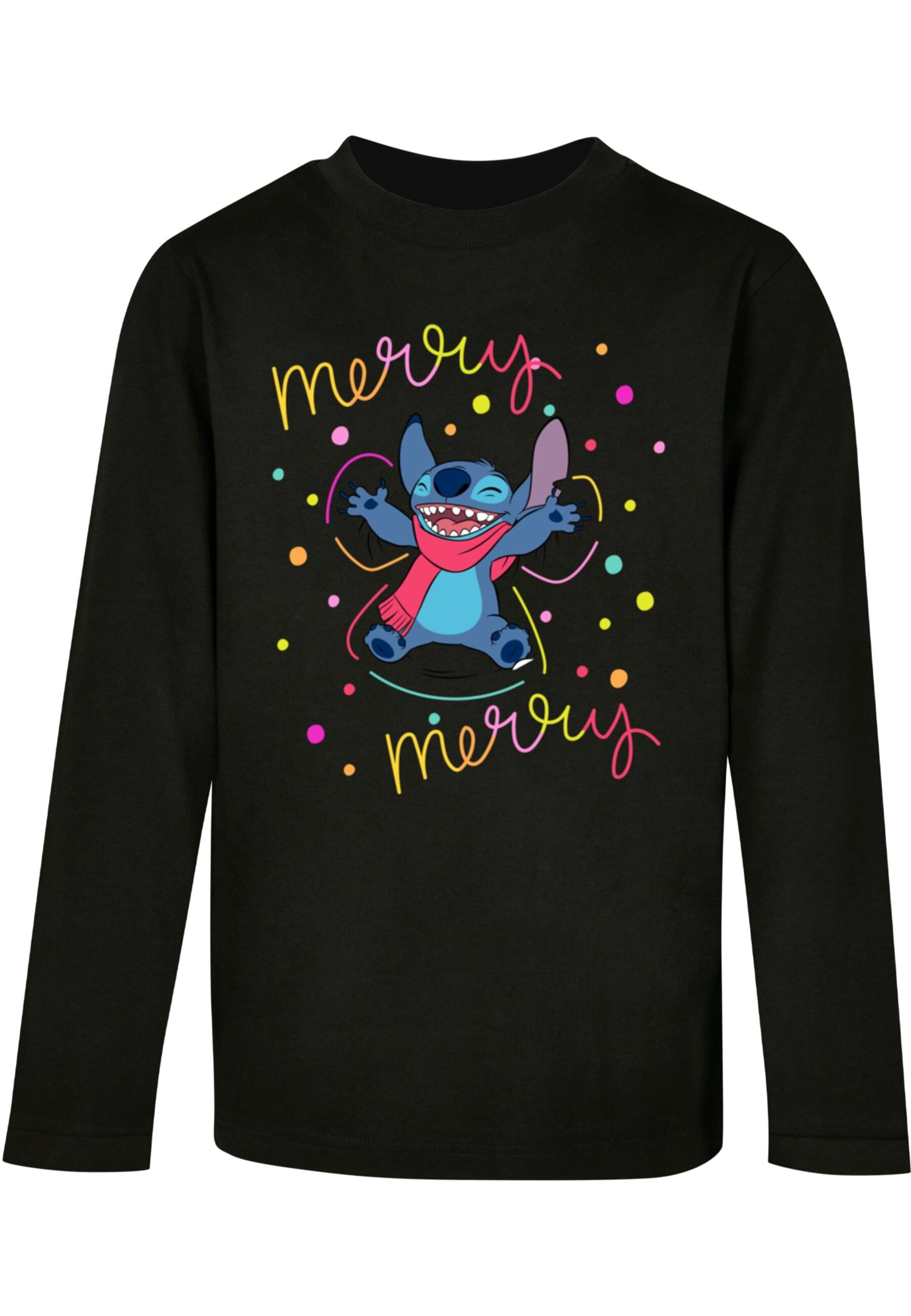 T-Shirt 'Lilo And Stitch - Merry Rainbow' ABSOLUTE CULT en noir : devant