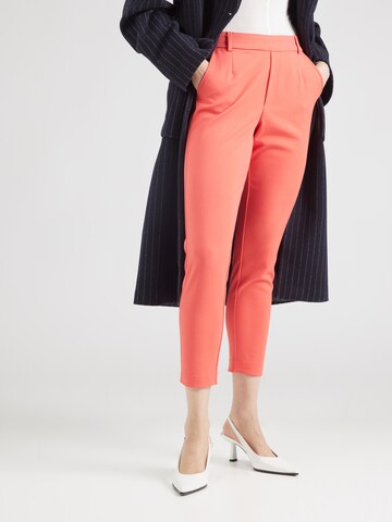 VILA Slim fit Pleat-front trousers 'VIVarone' in Orange: front