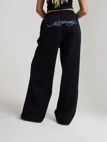 Ed Hardy Wide Leg Hose 'Flying Eagle' in Schwarz