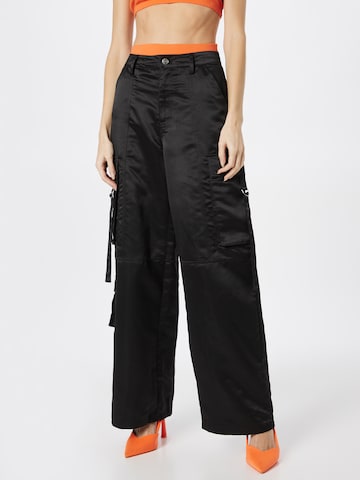 NEON & NYLON Loose fit Cargo Pants 'IZZY' in Black: front