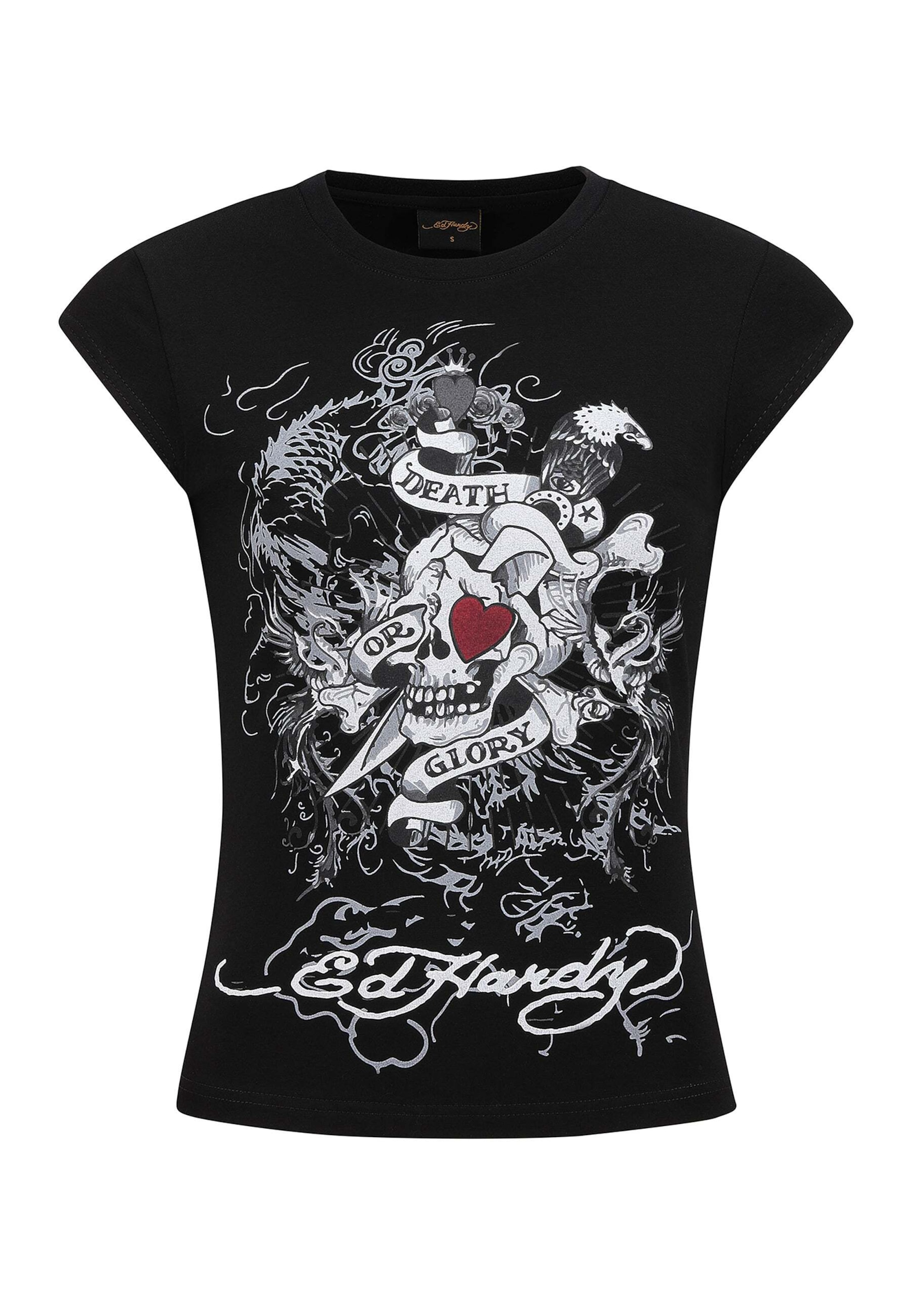 Ed Hardy T-Shirt in Schwarz: Vorderseite