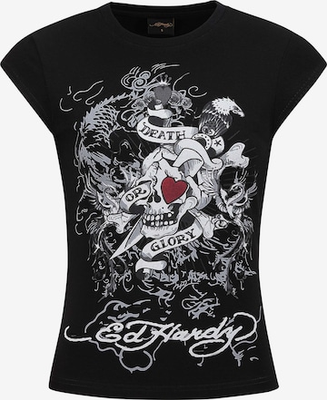 Ed Hardy T-Shirt in Schwarz: Vorderseite