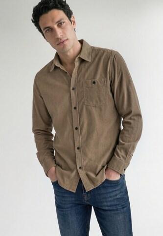 Street One MEN Regular Fit Hemd in Braun: Vorderseite