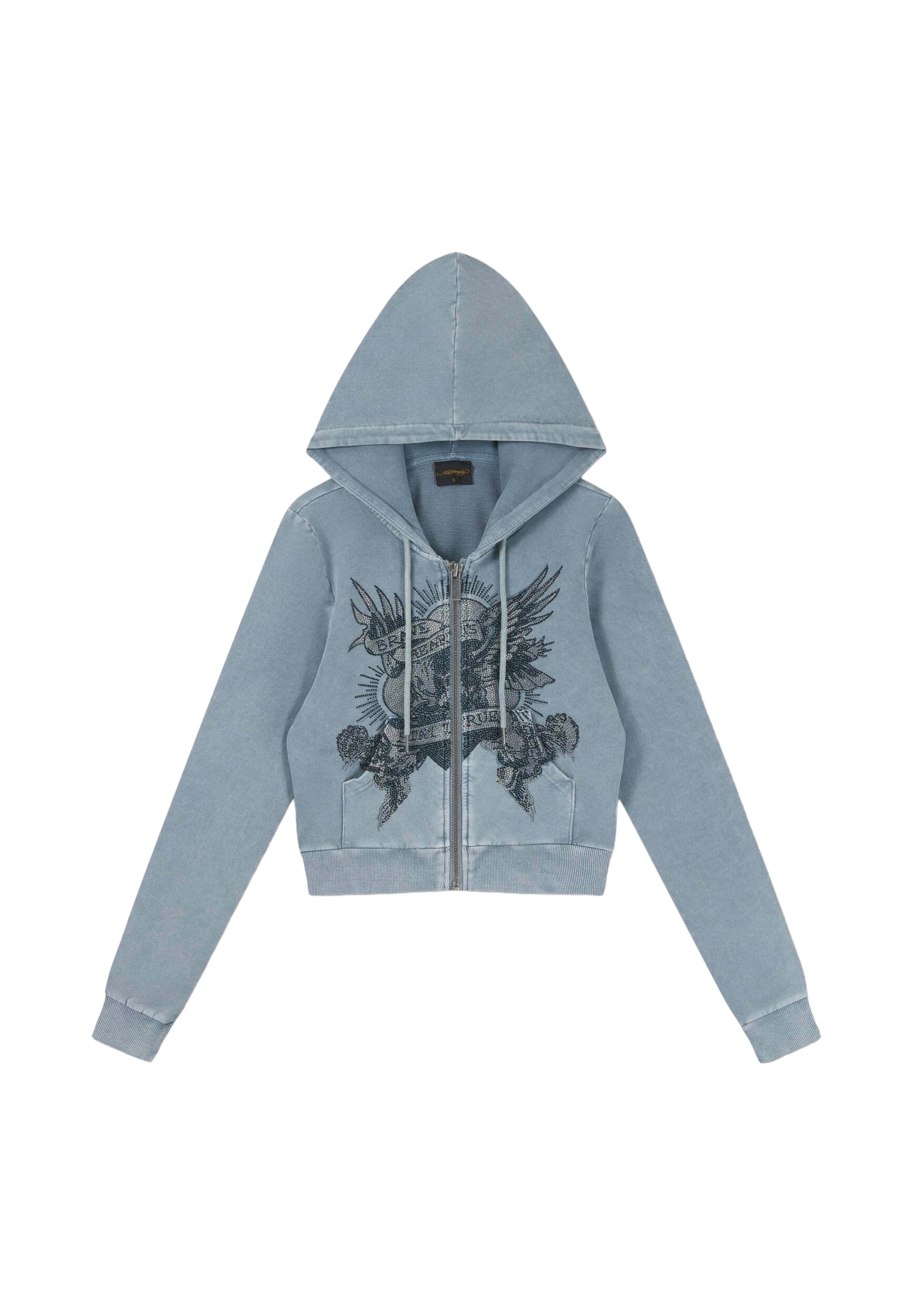 Ed Hardy - Sudadera con cremallera 'Stay True' en azul: frente