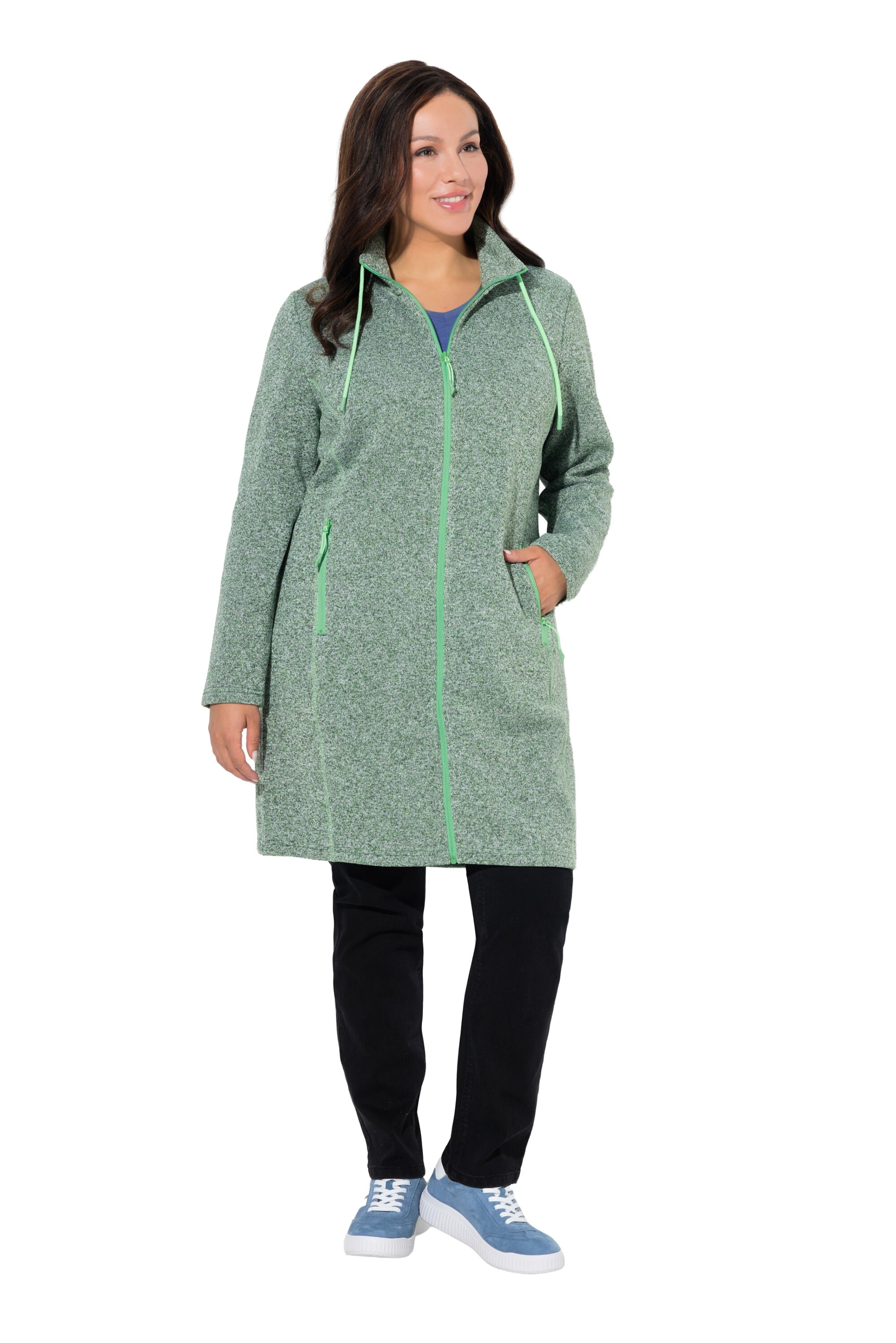 Ulla Popken Fleecejacke in Grün: Vorderseite