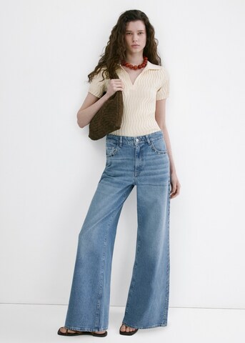 Wide leg Jeans 'Studs' de la MANGO pe albastru