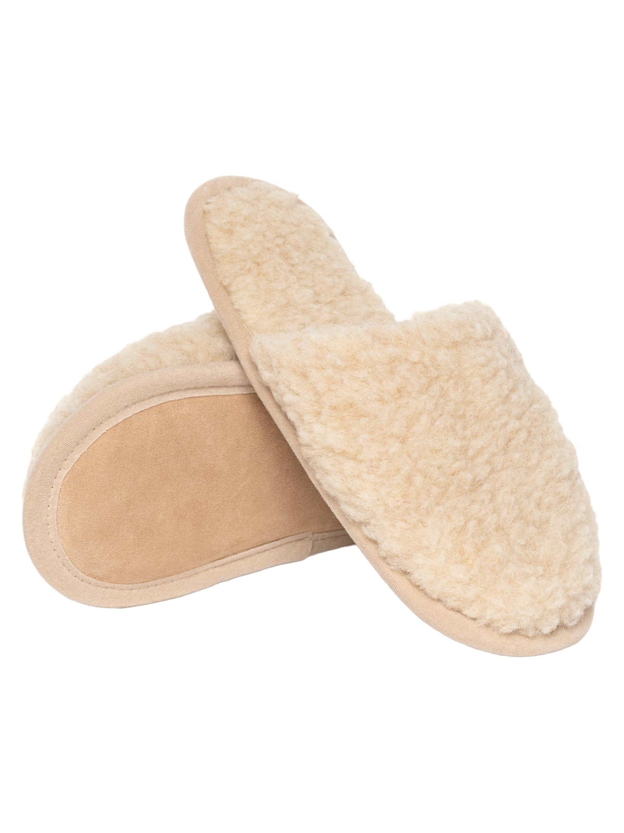 Gottstein Huisschoenen 'Curly Wool' in Beige