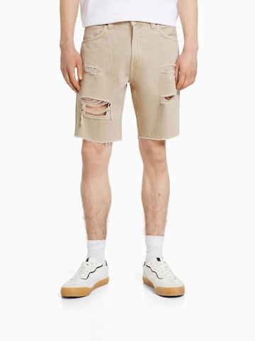 Bershka Slimfit Farkut värissä beige: edessä