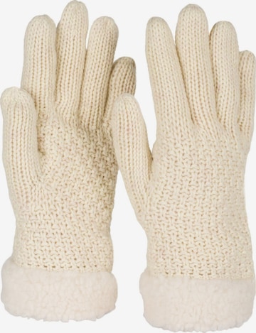 styleBREAKER Fingerhandschuhe 'Strickhandschuhe mit Perlmuster und Fleece' in Beige: Vorderseite