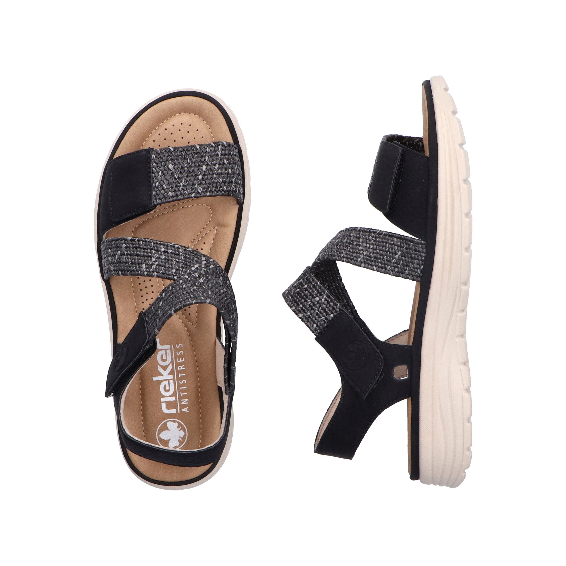 Rieker Strap Sandals in Black