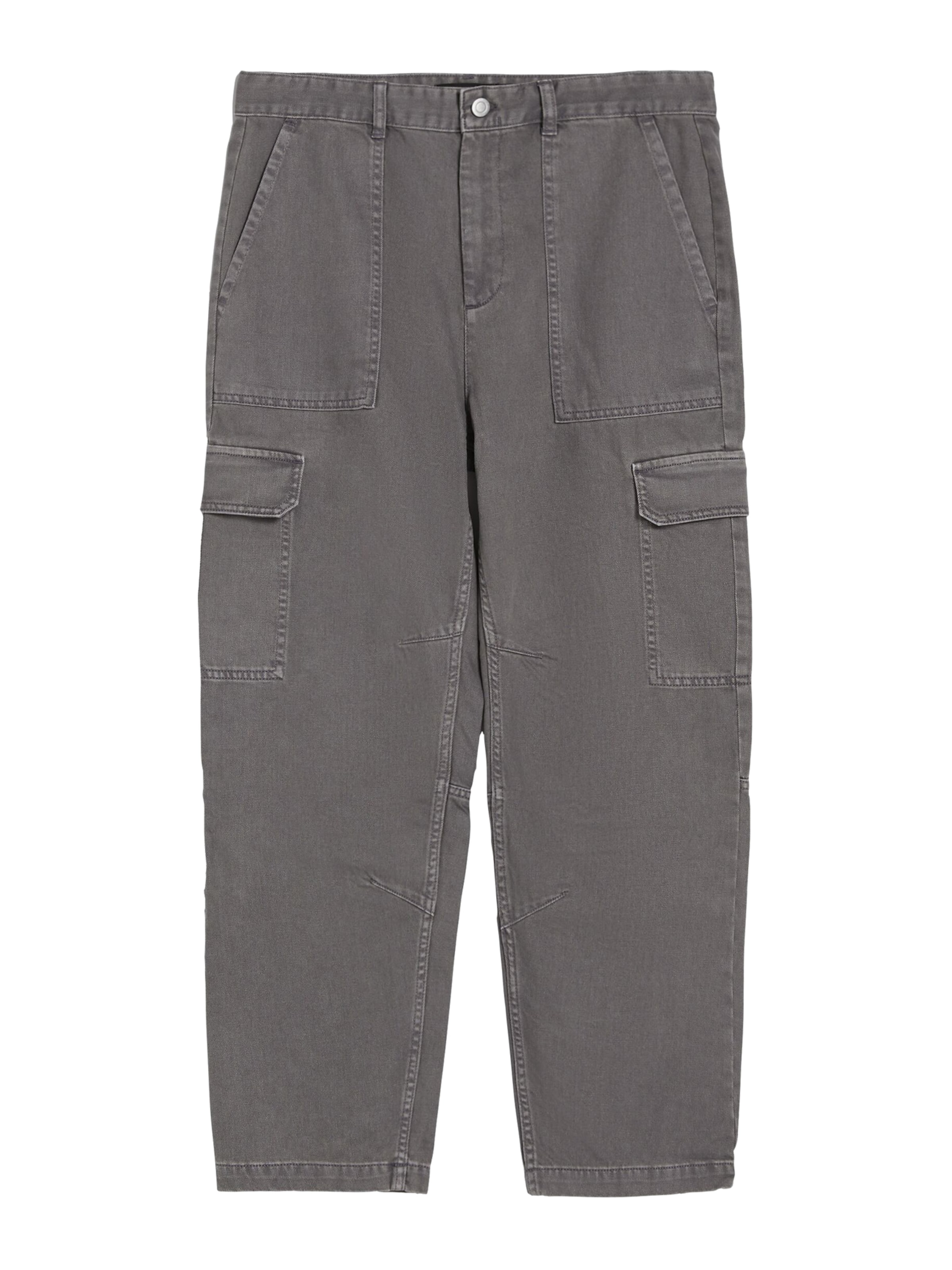 Bershka Loose fit Cargo trousers in Grey: front