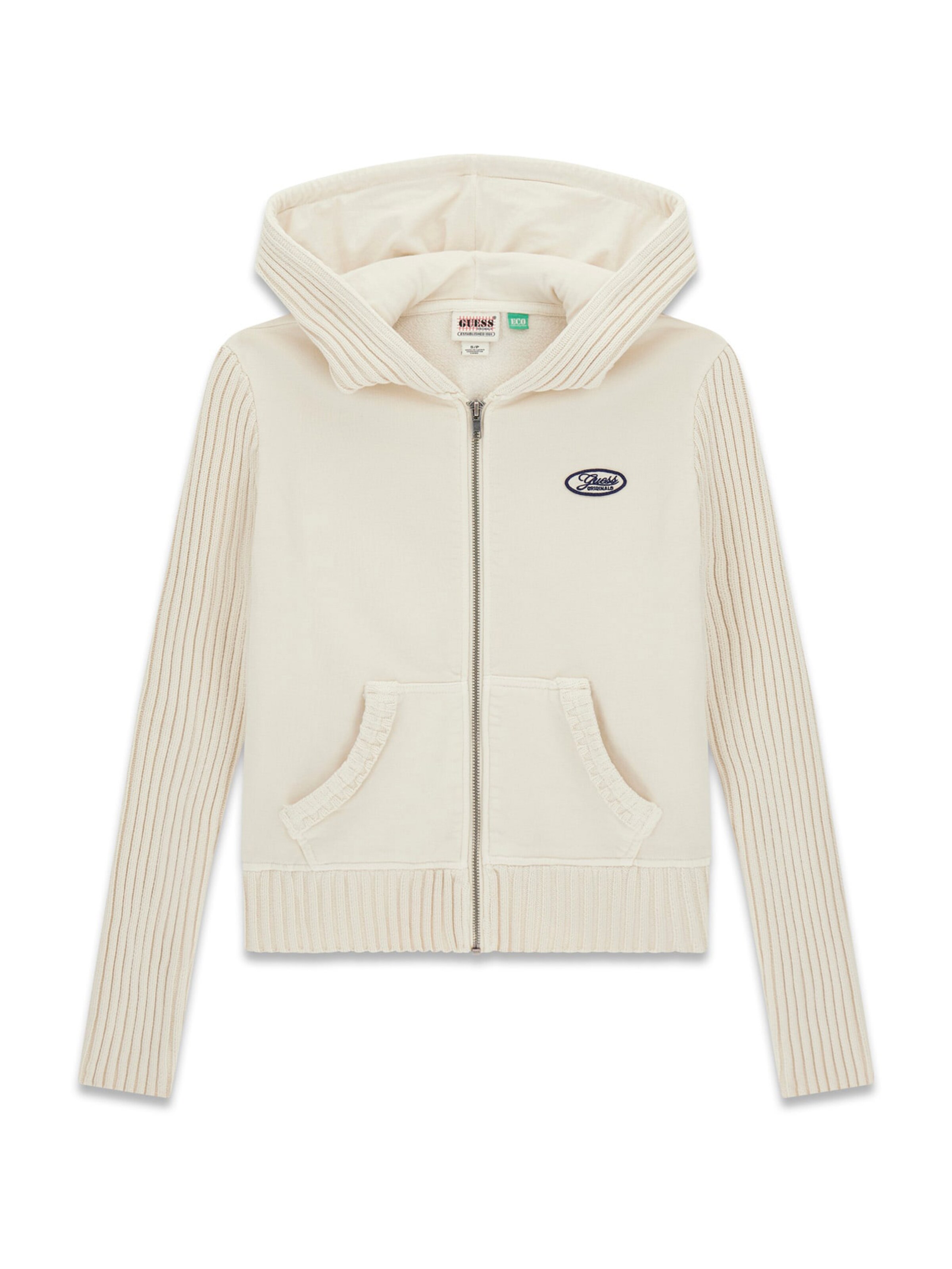 GUESS Originals Ζακέτα φούτερ σε μπεζ: μπροστά