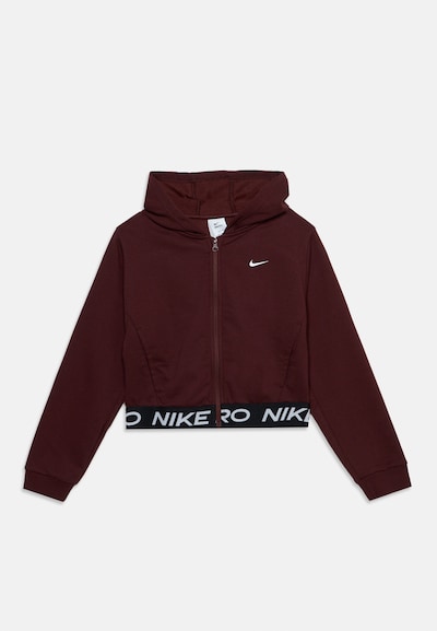 NIKE Sports sweat jacket 'Pro' in 122-128 in Burgundy / Black / White, Item view