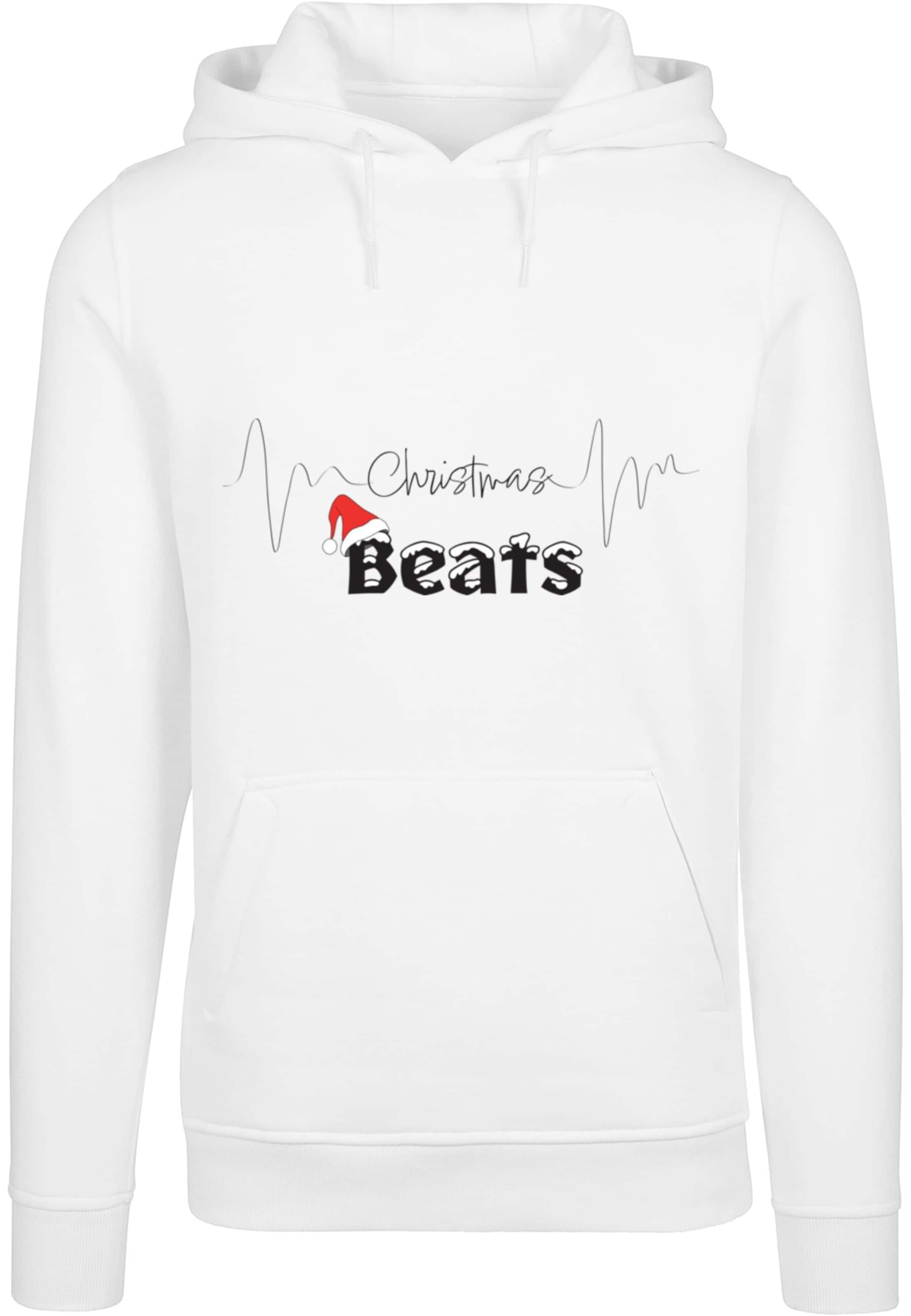 Merchcode Sweatshirt 'Christmas beats' in Wit: voorkant
