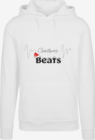 Merchcode Sweatshirt 'Christmas beats' in Wit: voorkant
