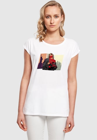 Merchcode Shirt 'Grand Red Girl' in Wit: voorkant