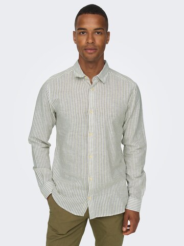 Only & Sons Regular fit Button Up Shirt 'CAIDEN' in Green: front