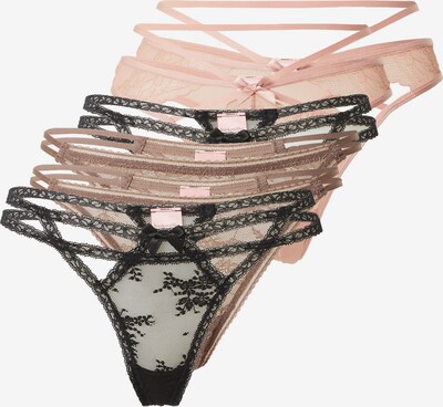 Hunkemöller String en marron / rose / noir, Vue avec produit