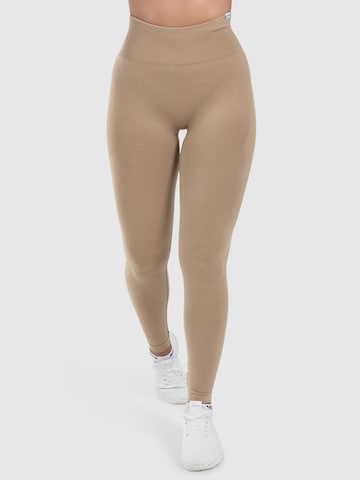 Coupe slim Leggings Smilodox en marron : devant