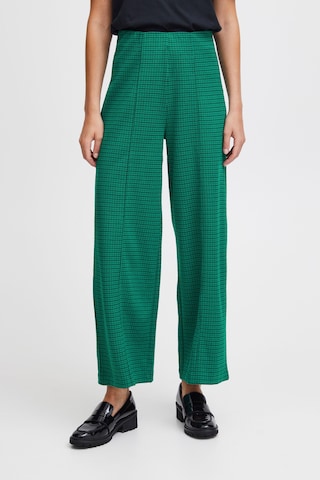 ICHI Wide leg Broek 'KATE' in Groen: voorkant