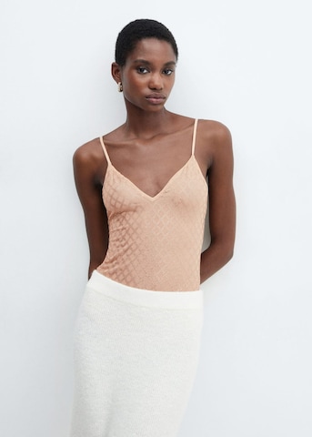 MANGO Top in Beige: voorkant