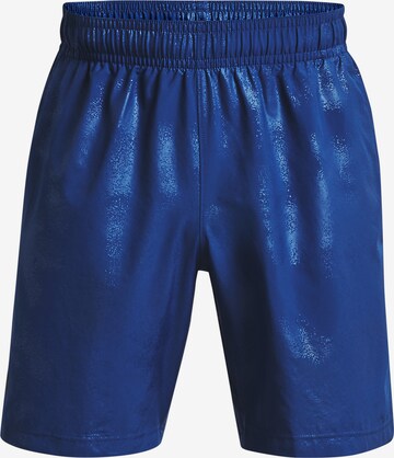 UNDER ARMOUR Workout Pants ' Woven Emboss ' in Blue: front